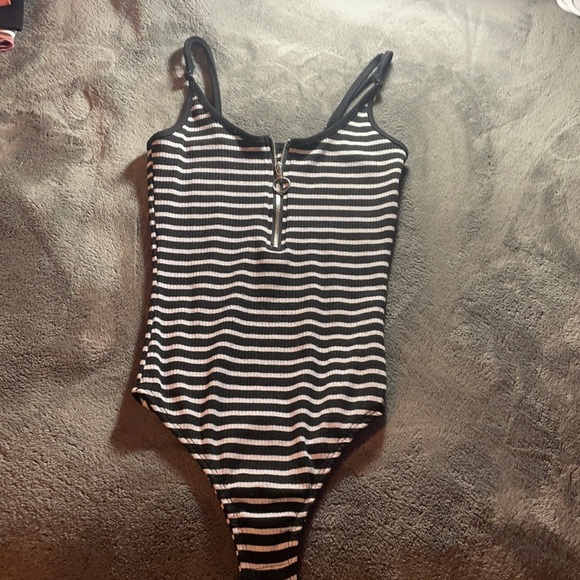 Black and White Striped Body Suit - Picture 1 of 3